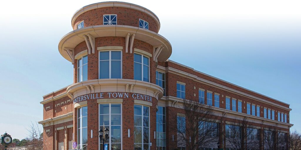 Huntersville Town Center - iconic circular brick building