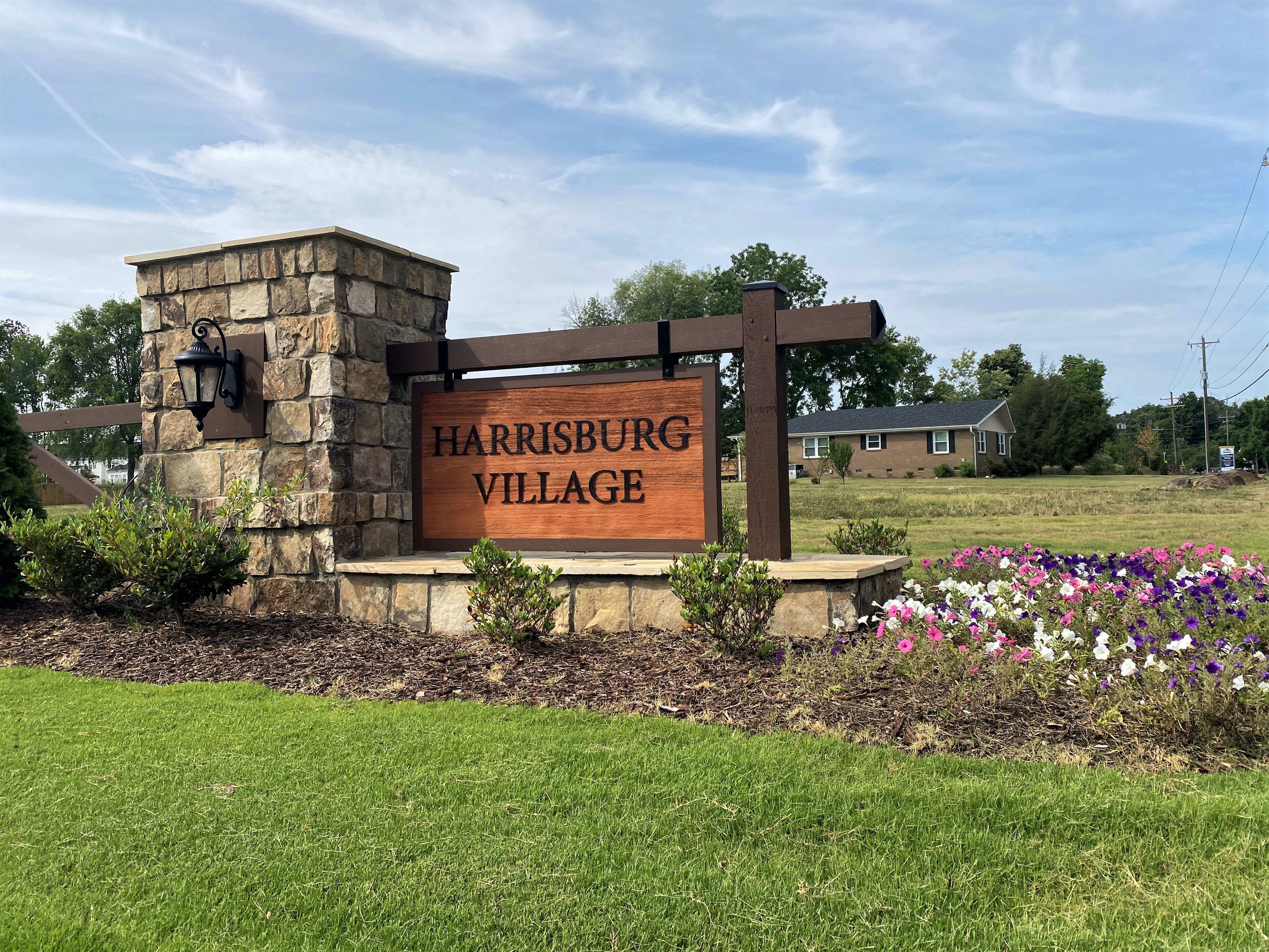 Harrisburg Village neighborhood entrance sign