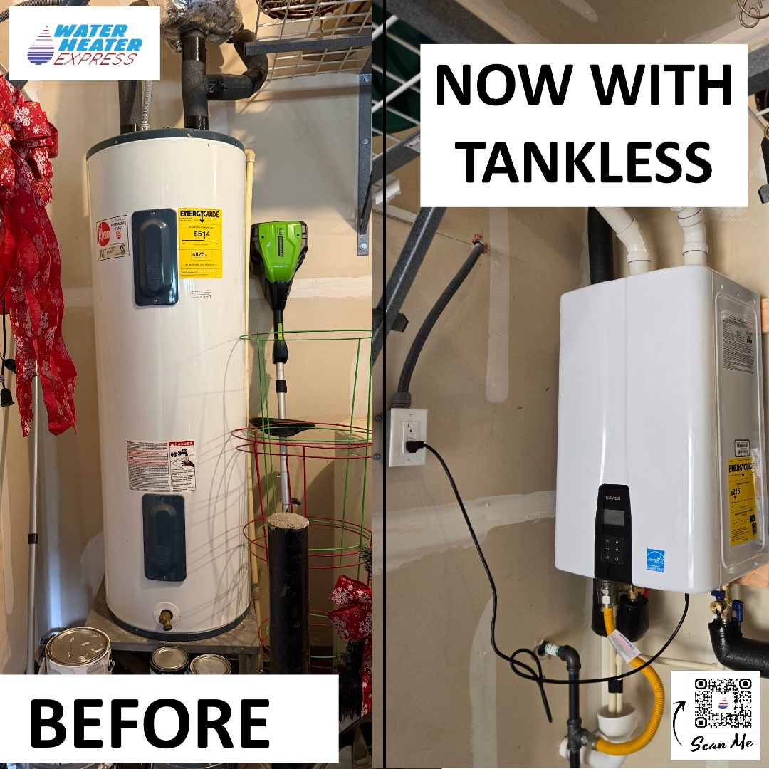 Tankless water heater installation in Concord NC - Before and after